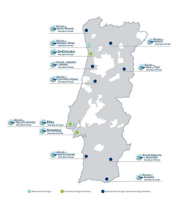 Mapa de Portugal de norte a sul